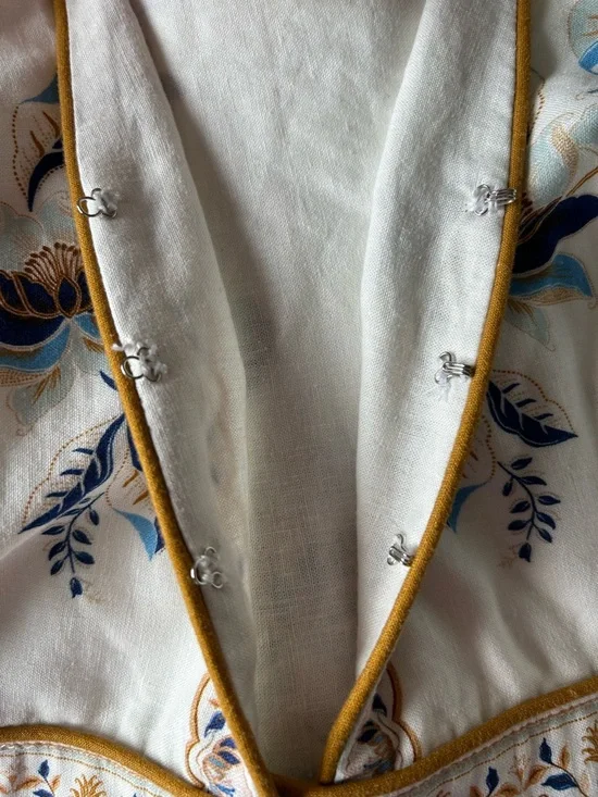 FARM Rio Mystic Blue Lotus Dreamscape Linen Blend L/S Maxi Dress NWT Size XL - Picture 8 of 11